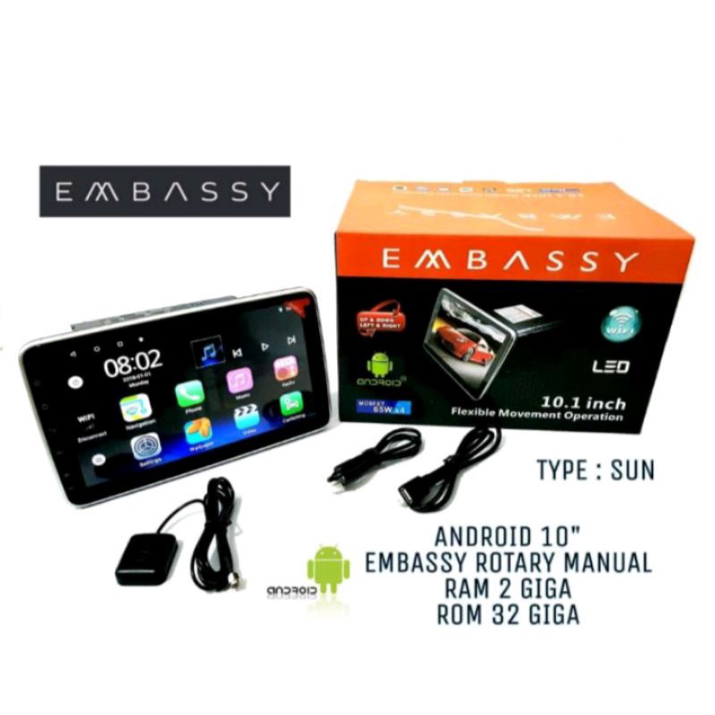 HU Android Embassy Rotary 10 Inch - ANDROID Manual Rotary HU Embassy Flexible Movement