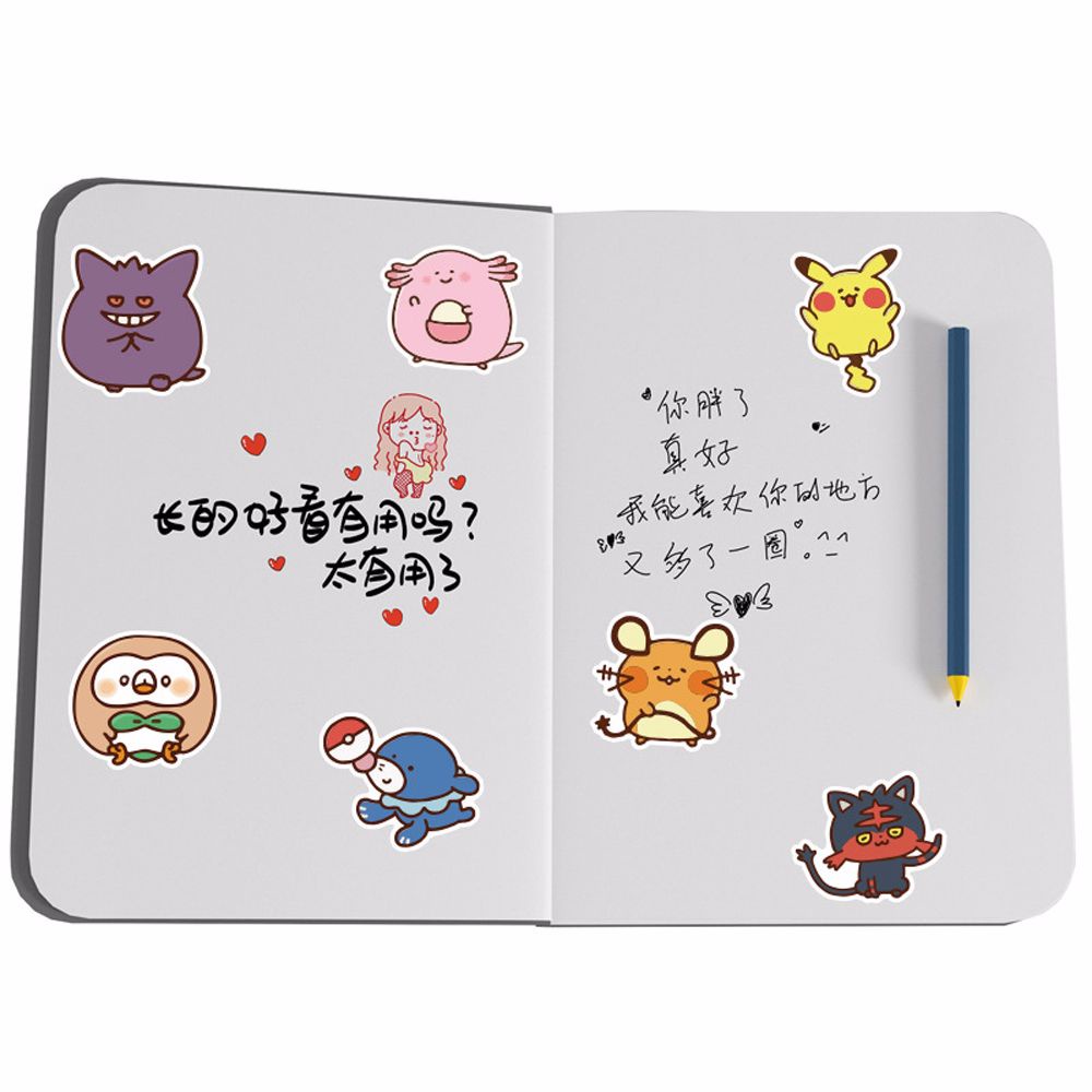 QUINTON 38pcs/set Pikachu Stickers Guitar Decoration Mobile Phone Sticker Graffiti Sticker Cute Waterproof Cartoon  Stickers Suitcase Decoration Anime Q Version Pokemon