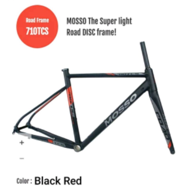 FRAME SEPEDA ROADBIKE MOSSO 710TCS SIZE 470MM 47CM DISCBRAKE RANGKA ROAD BIKE BALAP MOSO UKURAN 470 MM 47 CM ALLOY WARNA BLACK RED HITAM MERAH