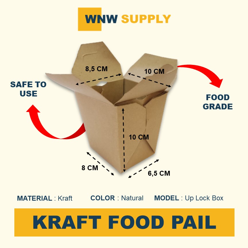 Food Pail Kotak Dus Nasi Catering Kraft Laminasi Food Grade Size S M L Paper Rice Snack Lunch Box Co