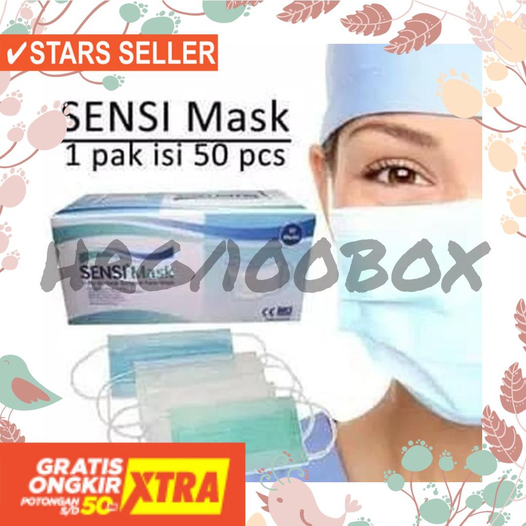 MASKER HIJAB BERHIJAB WANITA ASLI HITAM ABU BIRU MASKER SENSI EMBORSE 3 PLY ISI 50 PC TERMURAH