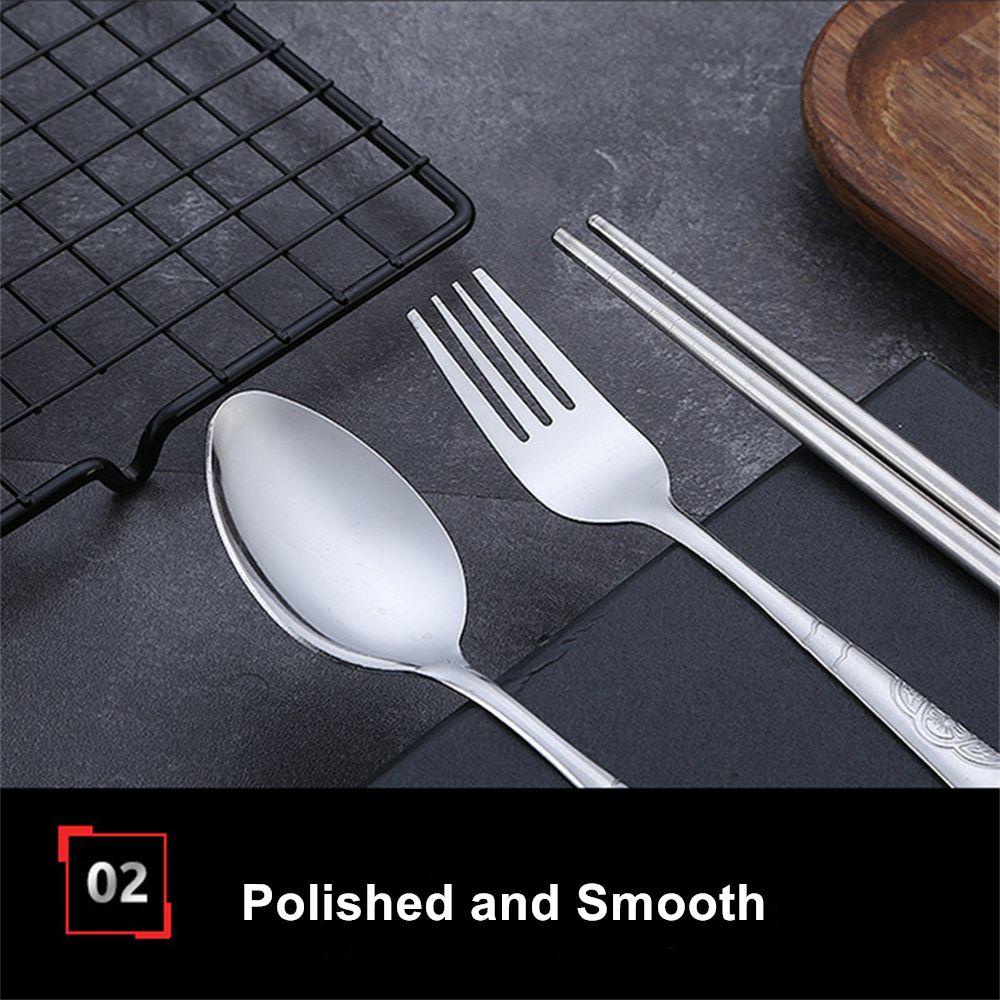 Populer 3PCS Sendok Garpu Set Travel Portable Garpu Sendok Sumpit Tempat Penyimpanan Cutlery Set