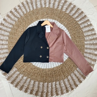 BLAZER TWO TONE WANITA/BLAZER WANITA BAHAN SCUBA TEBAL/BLAZER CROP