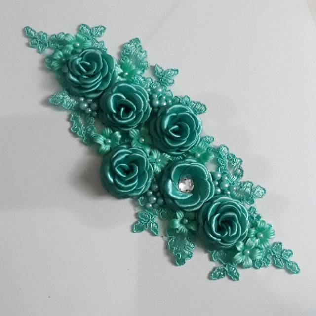Headpiece hijab hijau tosca Aksesoris hijab pengantin wedding