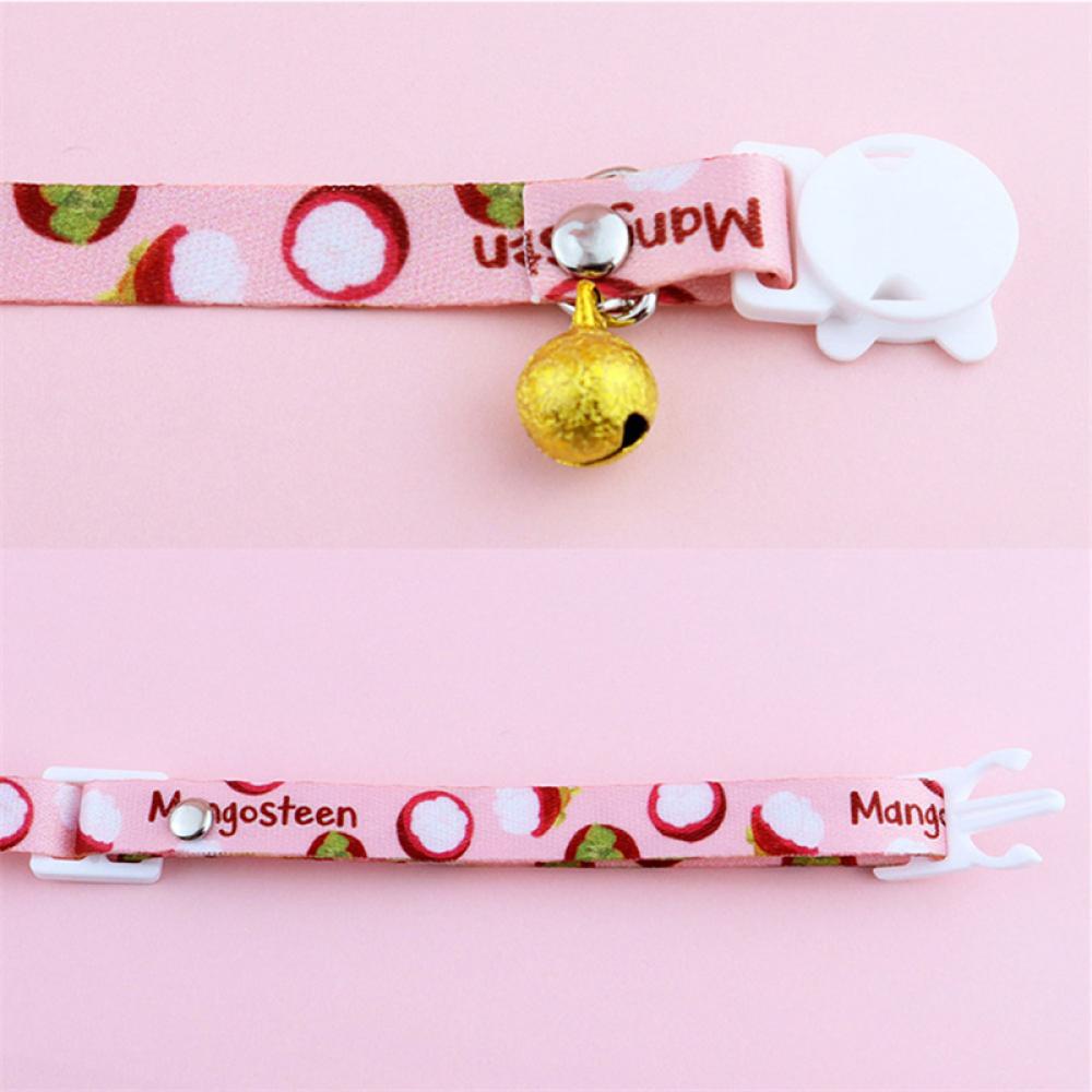 Timekey Kalung Leher Anjingkucing Peliharaan Bahan Katun Polyester Motif Print Buah Dengan Lonceng H5W7