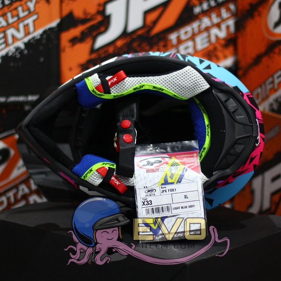 HELM JPX CROSS_FOX1 SERI X33 - LIGHT BLUE DOFF + GOOGLE SNAIL (ONGKIR 2 KG) JPX LATICS MOTOCROSS JPX X33 LATICS BLUE DOFF HELM JPX TERBARU