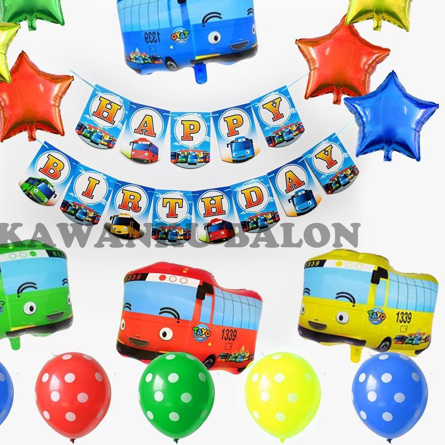 ➤ Balon Ulang tahun Karakter/ Balon Tayo/ Balon Foil/ Dekorasi Set ➥