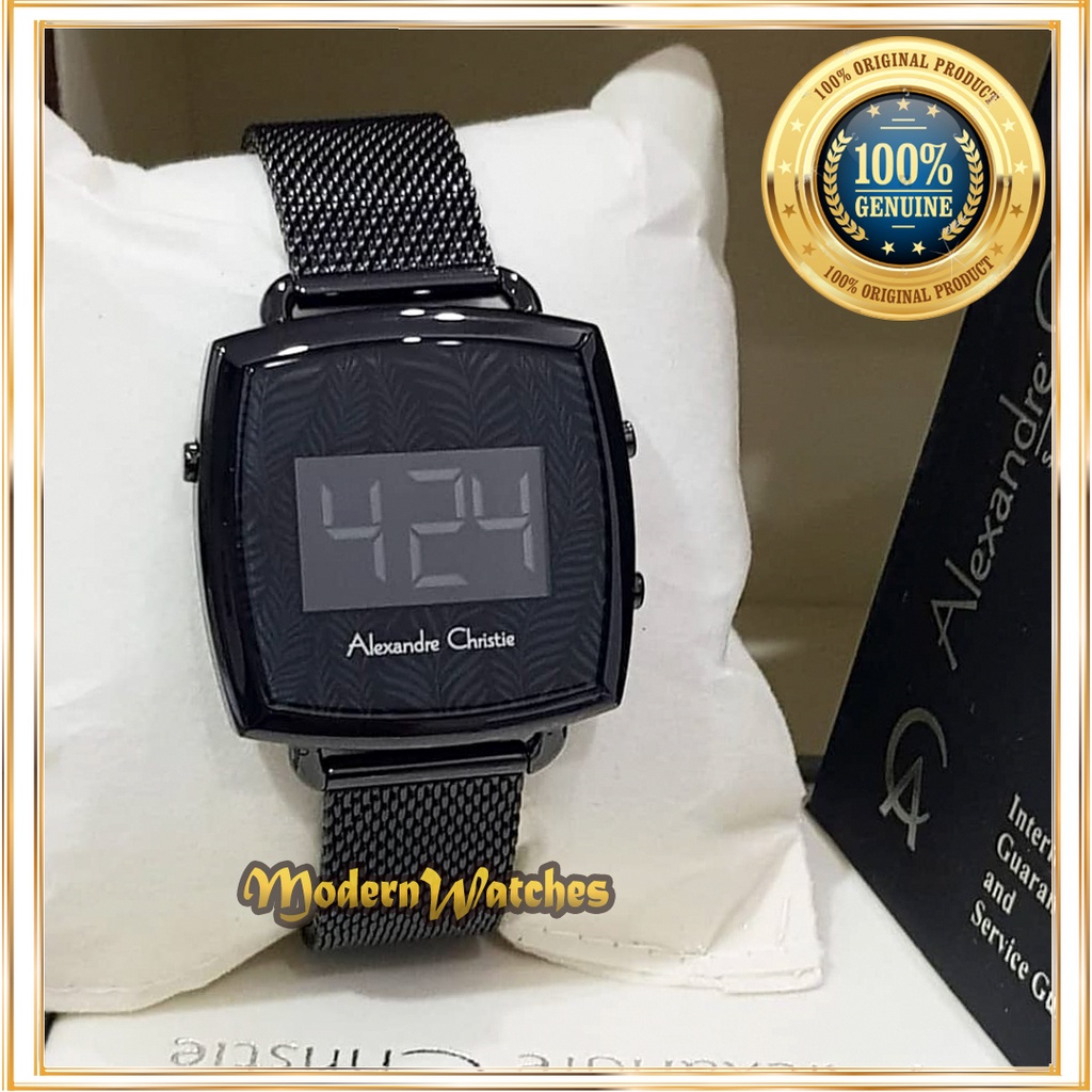 Jam Tangan Original Alexandre Christie AC 9339 Digital Model Terbaru Wanita Hitam Rosegold Full Blac