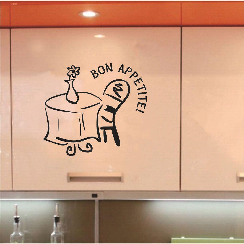 Populer 1PC Bon Appetit Removable Poster Perekat Diri Dekorasi Rumah Huruf Decals