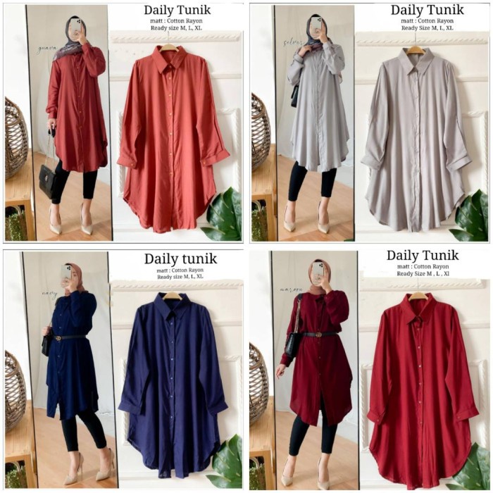 KEMEJA TUNIK WANITA / KEMEJA KATUN RAYON / DAILY TUNIK