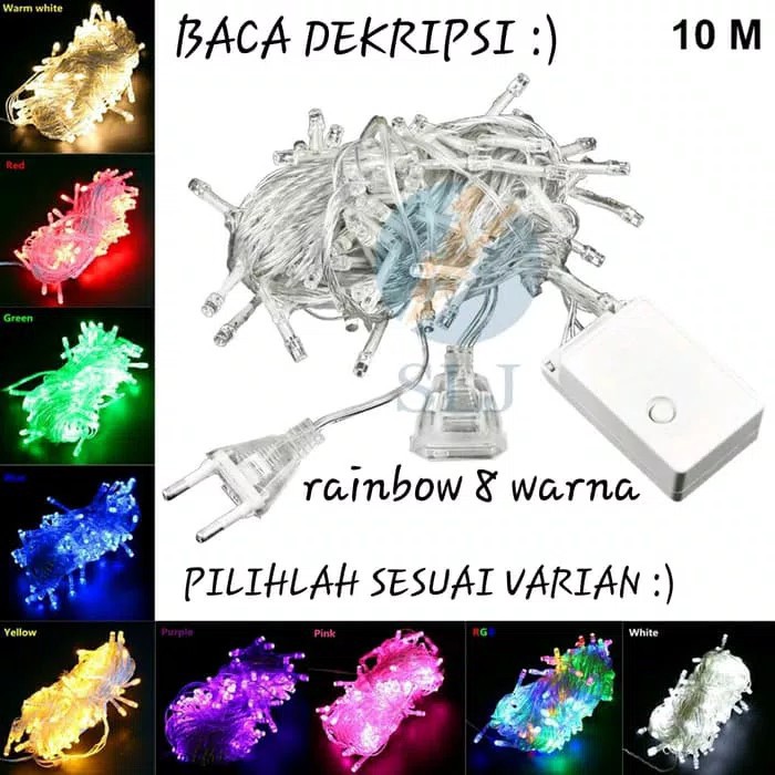 lampu natal tumblr 13 Meter RainboW MERAH BIRU UNGU PINK