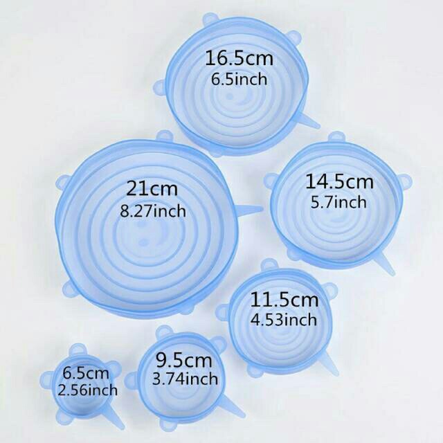 Silicone stretch lid 1 set isi 6 tutup wadah mangkok silikon serbaguna