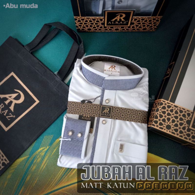Jubah Al-Raz  model haromain bahan Katun Lengan Manset Premium