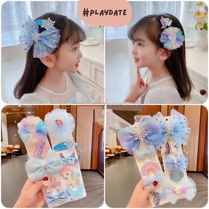 Set Jepitan Rambut Anak Bayi Perempuan Cewek Kids Pita Ikat Rambut Aksesoris Anak Perempuan Korea