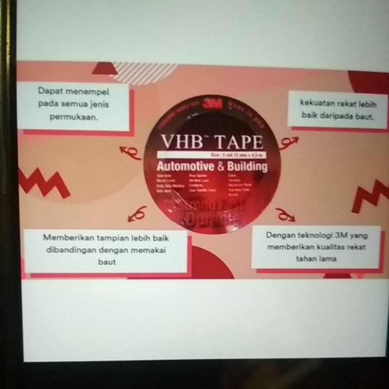 

DOUBLE TAPE ISOLASI VHB 3M 12MM X 4,5 MTR