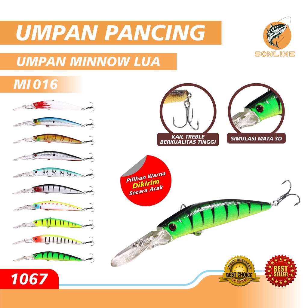 SONLINE Umpan Pancing Ikan 14.5cm / 14.7g Umpan Pancing Ikan Minnow 3D Bahan Plastik Keras Bionik MI016