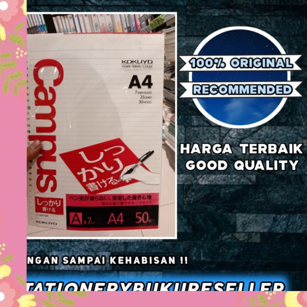 

Kokuyo campus loose leaf A4 garis garis isi 50