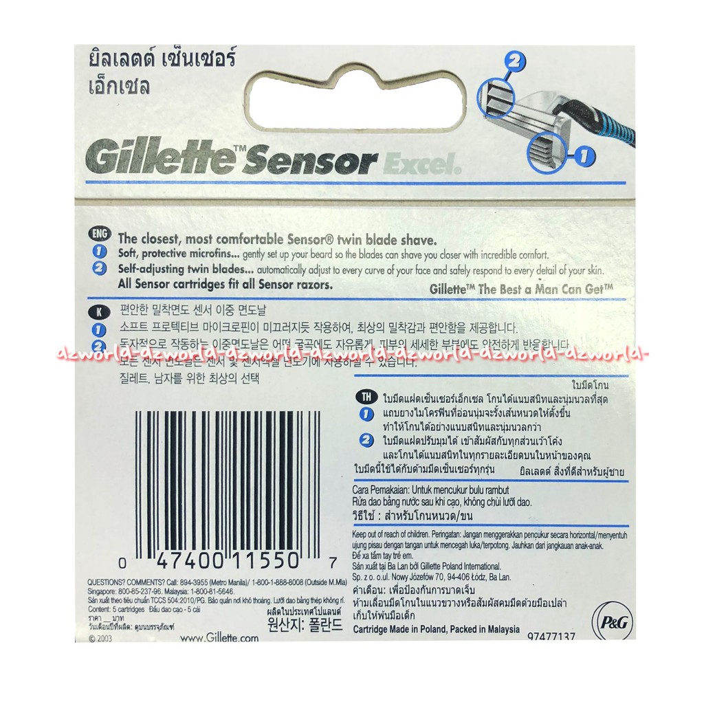 Gillette Sensor Excel Refill 5Pcs Isi Ulang Pisau Cukur Gilette Excel