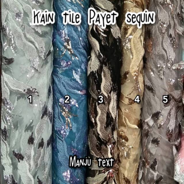 Kain -bahan tile Payet sequin/ bahan Tulle Payet mix Sequin / cocok untuk dress,gaun,dll