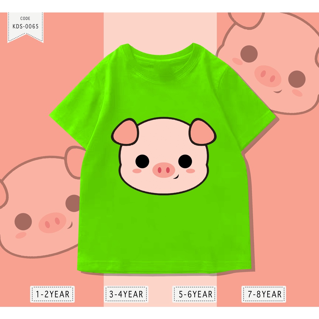 KAOS ANAK-ANAK COWOK / CEWEK UNISEX / PIG HEAD / BAHAN ADEM DAN LEMBUT