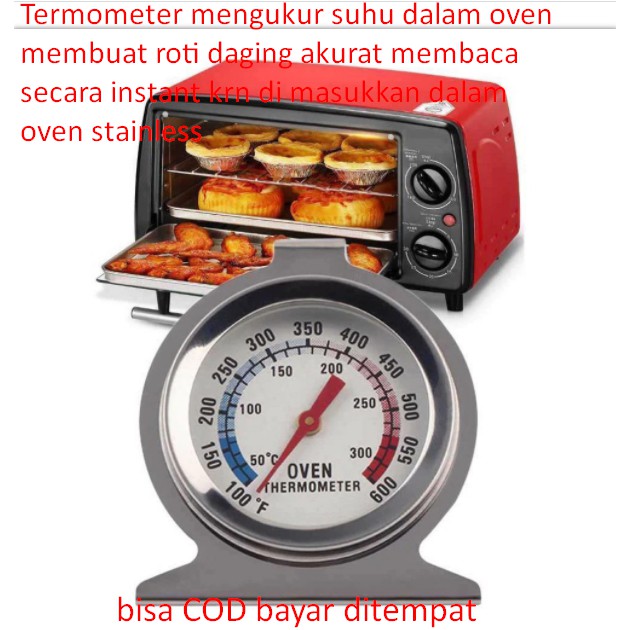 Termometer mengukur suhu dalam oven untuk membuat roti daging akurat membaca secara instant krn di m