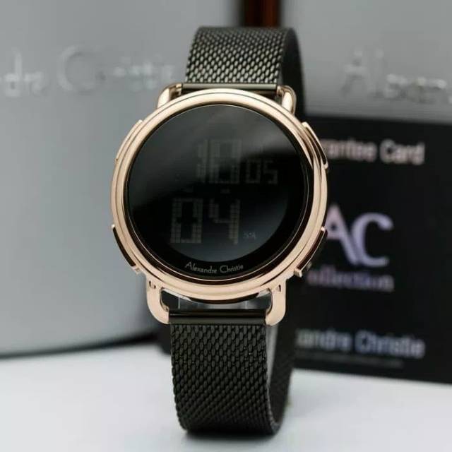 JAM TANGAN ALEXANDRE CHRISTIE AC9227 DIGITAL ORIGINAL BLACK GOLD