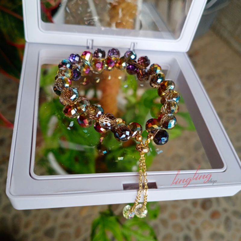 Gelang batu kristal serut,gelang kristal serut,gelang batu kristal free Box