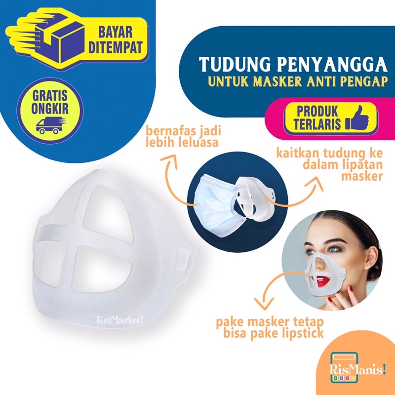 FACE MASK SILICONE BRACKET - Tudung Penyangga Masker Bedah 3 Lapis Silikon Lembut Nyaman Anti Pengap