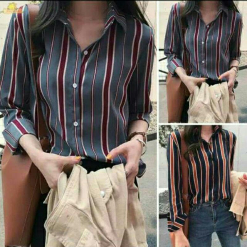 Kemeja Longgar Lengan Panjang Wanita