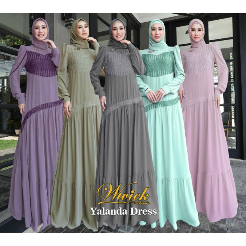 Yalanda Dress Ori by Wwiek Muslimah / Gamis Set Syar’i / Gamis Pesta Mewah / Gamis Polos / Baju Syar
