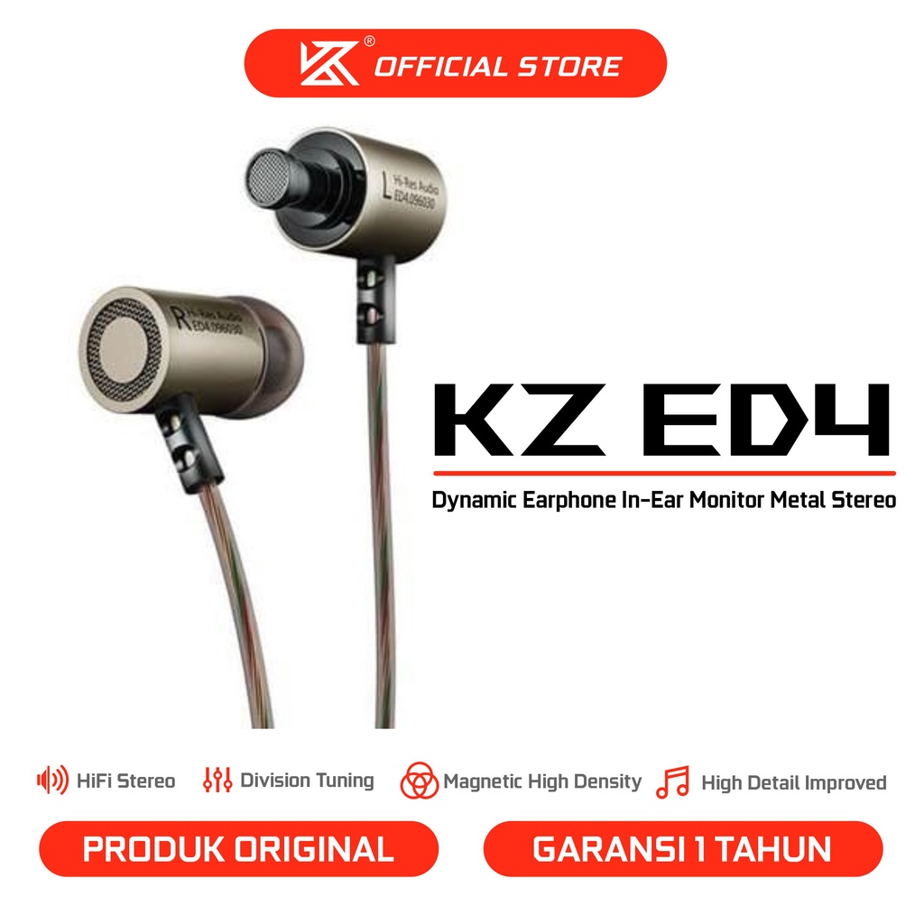 KZ ED4 with Mic 1DD Dynamic Earphone In-Ear Monitor Metal Stereo