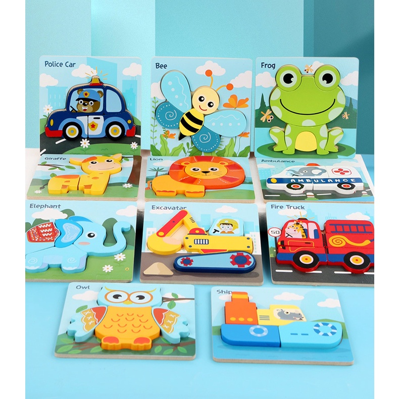 Mainan Edukasi Anak 3D JIGSAW PUZZLE Mainan Puzzle Kayu Anak Belajar
