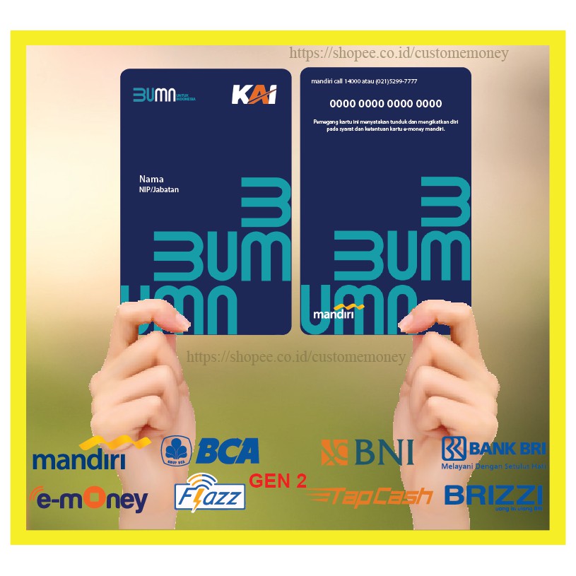 KARTU E MONEY E TOLL ID CARD KAI NEW BUMN MANDIRI EMONEY BNI TAPCASH BRI BRIZZI FLAZZ BCA - 2 SISI