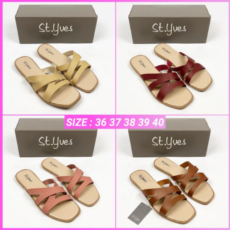 Sandal Slop Wanita St Yves Original Branded Matahari Sendal Selop Slempang Flat Teplek Cewek Dewasa