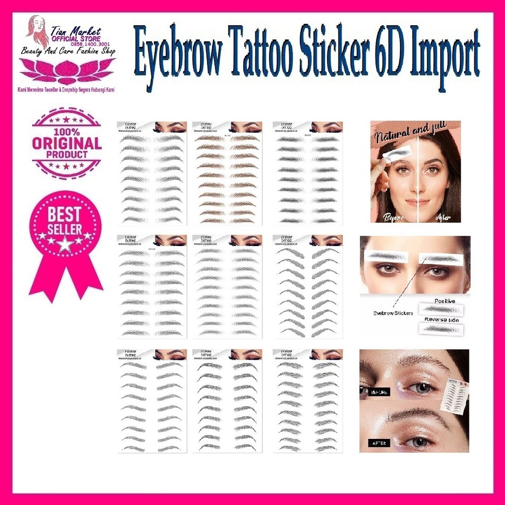 Alis Palsu Eyebrow Alis Tattoo Sticker Arabelle Import Waterproof Ori Asli