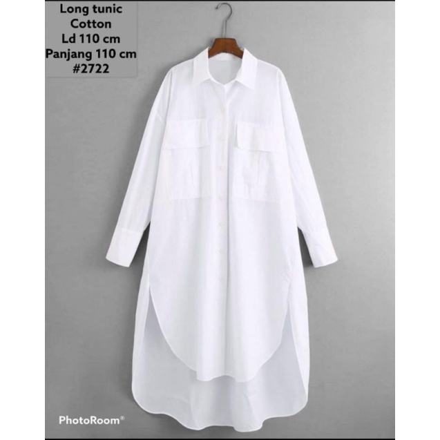 Long Tunik Double Pocket Khusus Warna Putih