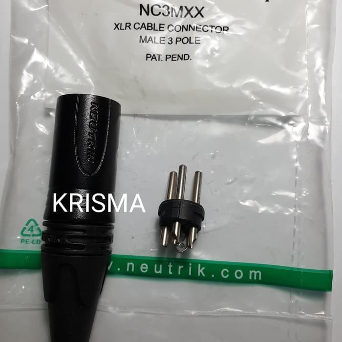 Konektor Jack XLR Male 3 Pin - Hitam