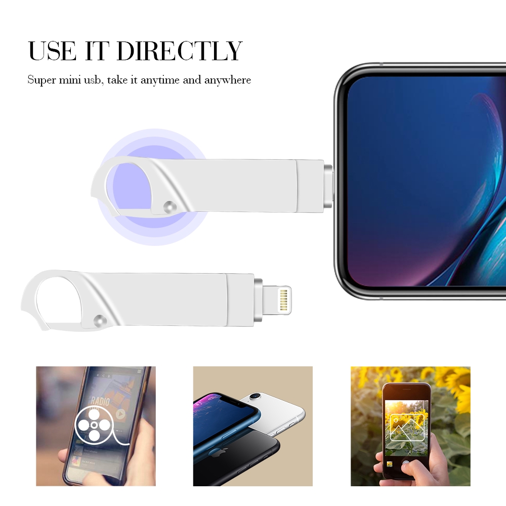 2 in 1 OTG USB Flash Drive USB2.0 512GB Pendrive for iPhone/iPad/IOS/Android/PC