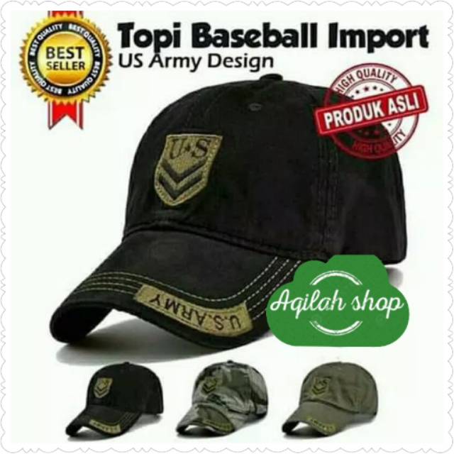 TOPI BASEBALL IMPORT US ARMY