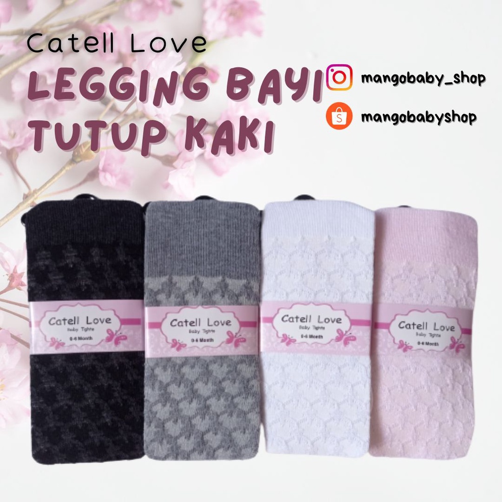 CATELL LOVE | LEGGINGS BAYI BABY ANAK PANJANG RAJUT KATUN TUTUP KAKI STOCKING 0-6 6-12 m