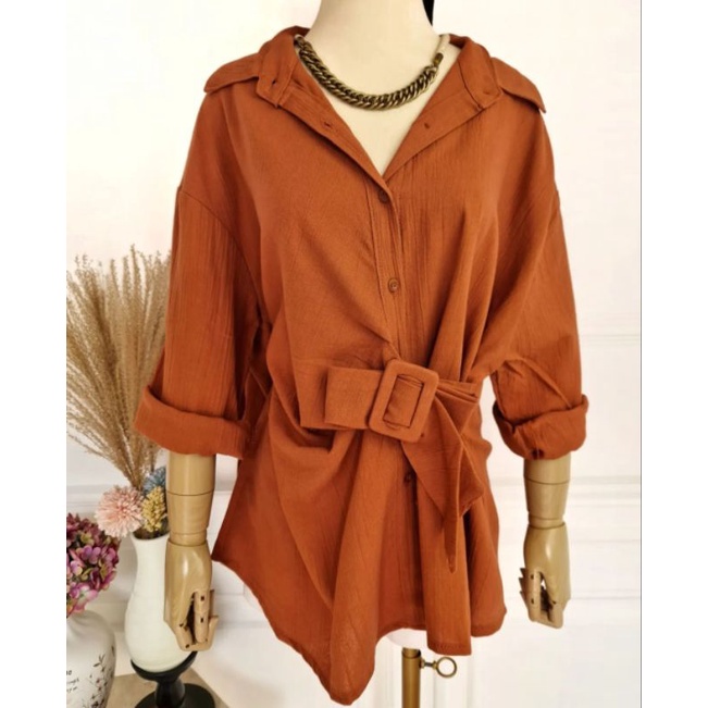 blouse / kemeja linen crinkle