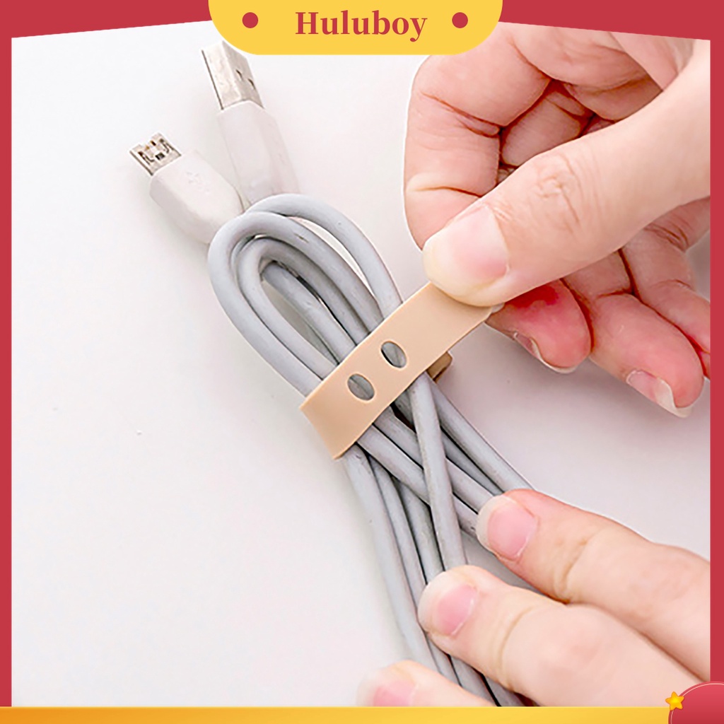 Huluboy 4Pcs / Set Winder Organizer Kabel Charger / Earphone Bahan Silikon Tahan Lama