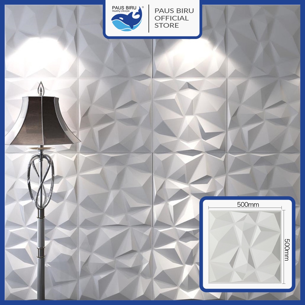 Paus Biru - Wall Panel 3D PVC Wallpanel Wallpaper Dinding 50x50cm Tebal Emboss 22mm A13-94
