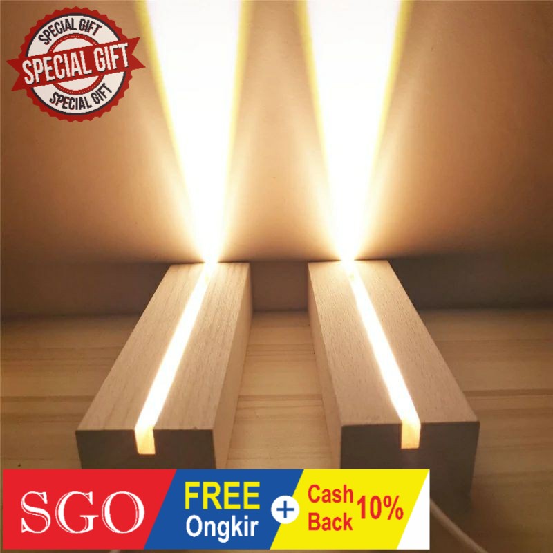 Disc% Stand led acrylic / base wood acrylic lampu hias acrylic / tatakan lampu led acrylic spotify