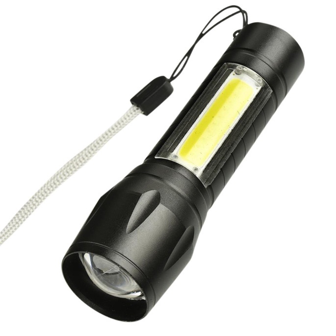 Senter LED USB Rechargeable Q5 + COB 2300 Lumens - 1517 - Black