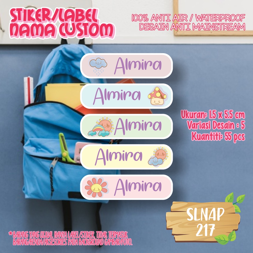 

sticker label nama waterproof kartun lucu SLNAP 217