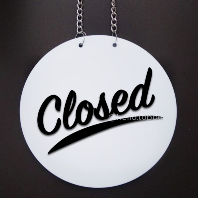 

Sign Board acrylik open close bolak balik Timbul - dasar putih 20cm Elegan