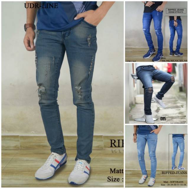  Celana  jeans  pria  sobek Lutut robek ripped destroy premium 