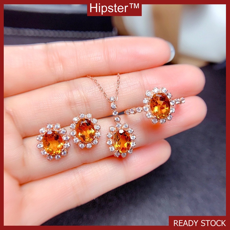 Natural Brazilian Citrine Jewelry Set