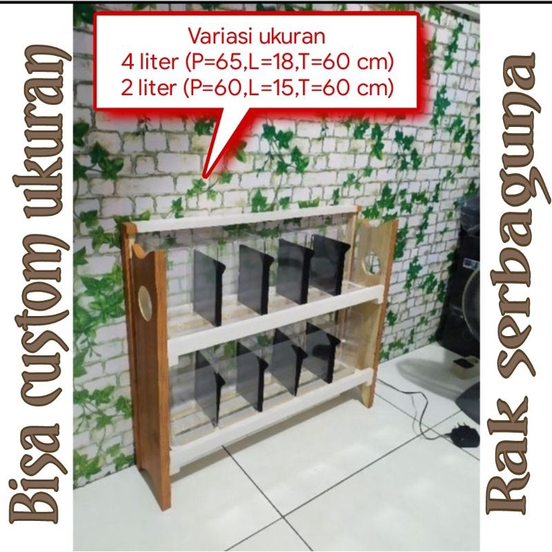 rak cupang/Guppy + LED strip minimalis, rak buku, rak multifungsi,rak soliter 2 liter,rak soliter 4 